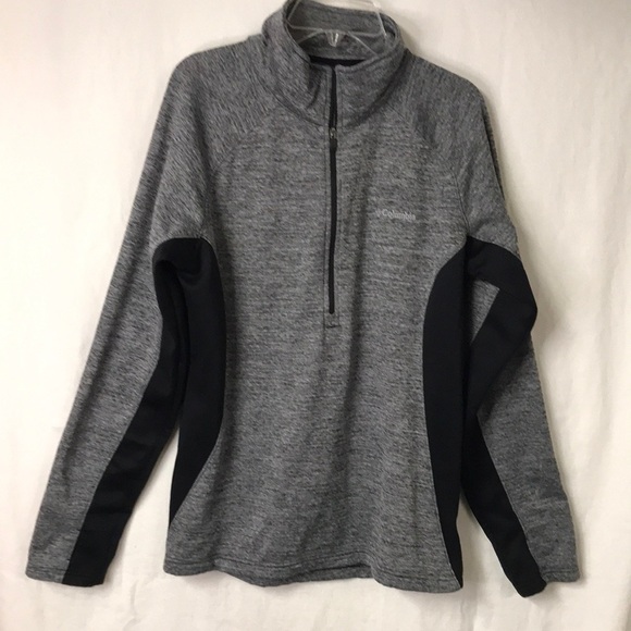 COLUMBIA 1/2 Zip Jacket L Gray Black Like new Athleisure - Picture 1 of 12